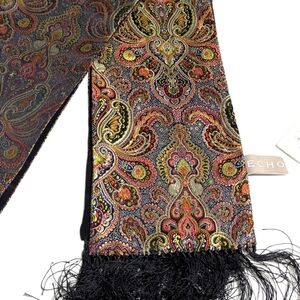 NWT Echo Multicolor Polyester & Silk Paisley Scarf with Fringe